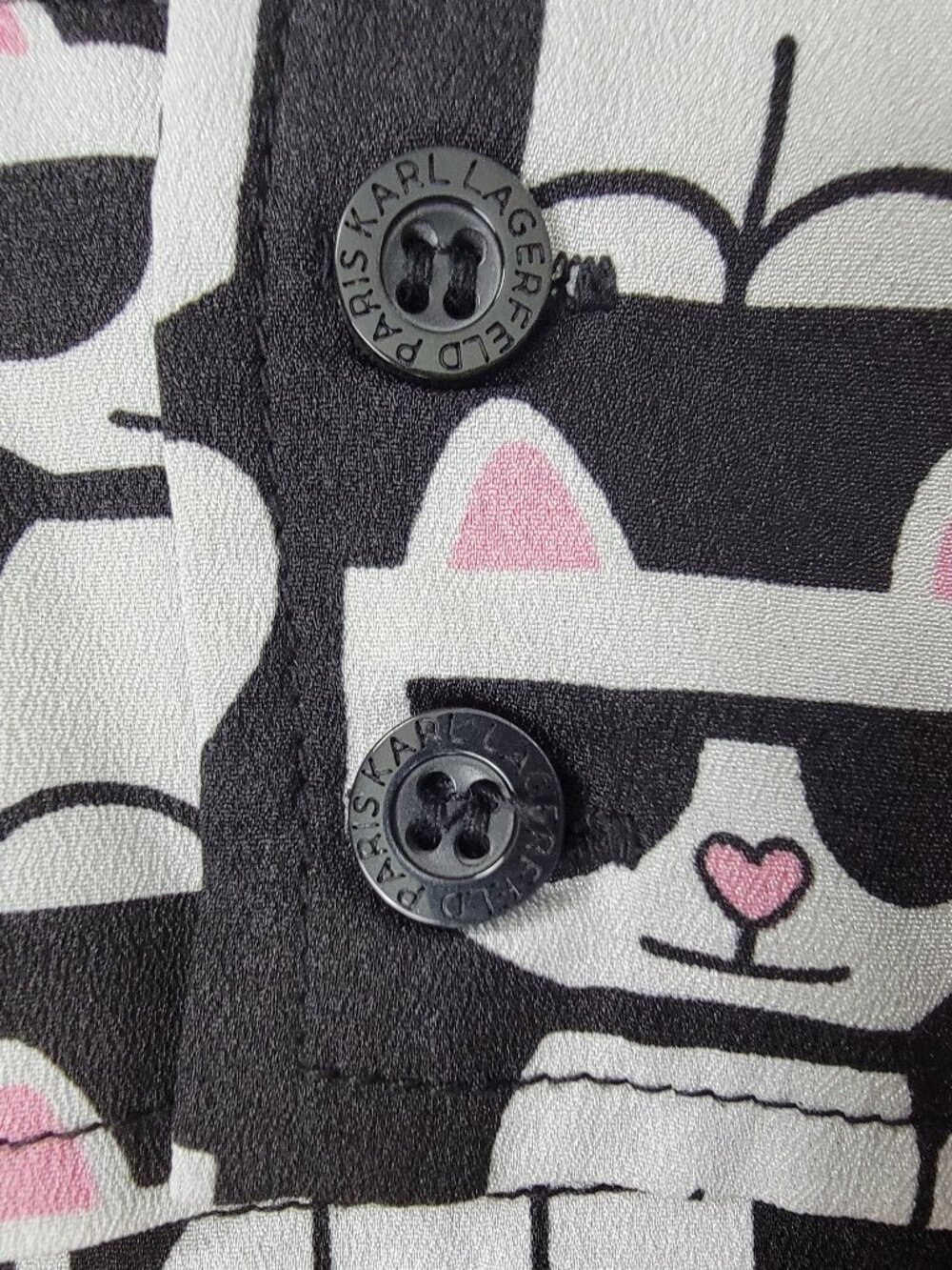 Karl Lagerfeld Paris Choupette Cat Print Button Down Blouse Shirt - XL - Picture 7 of 11